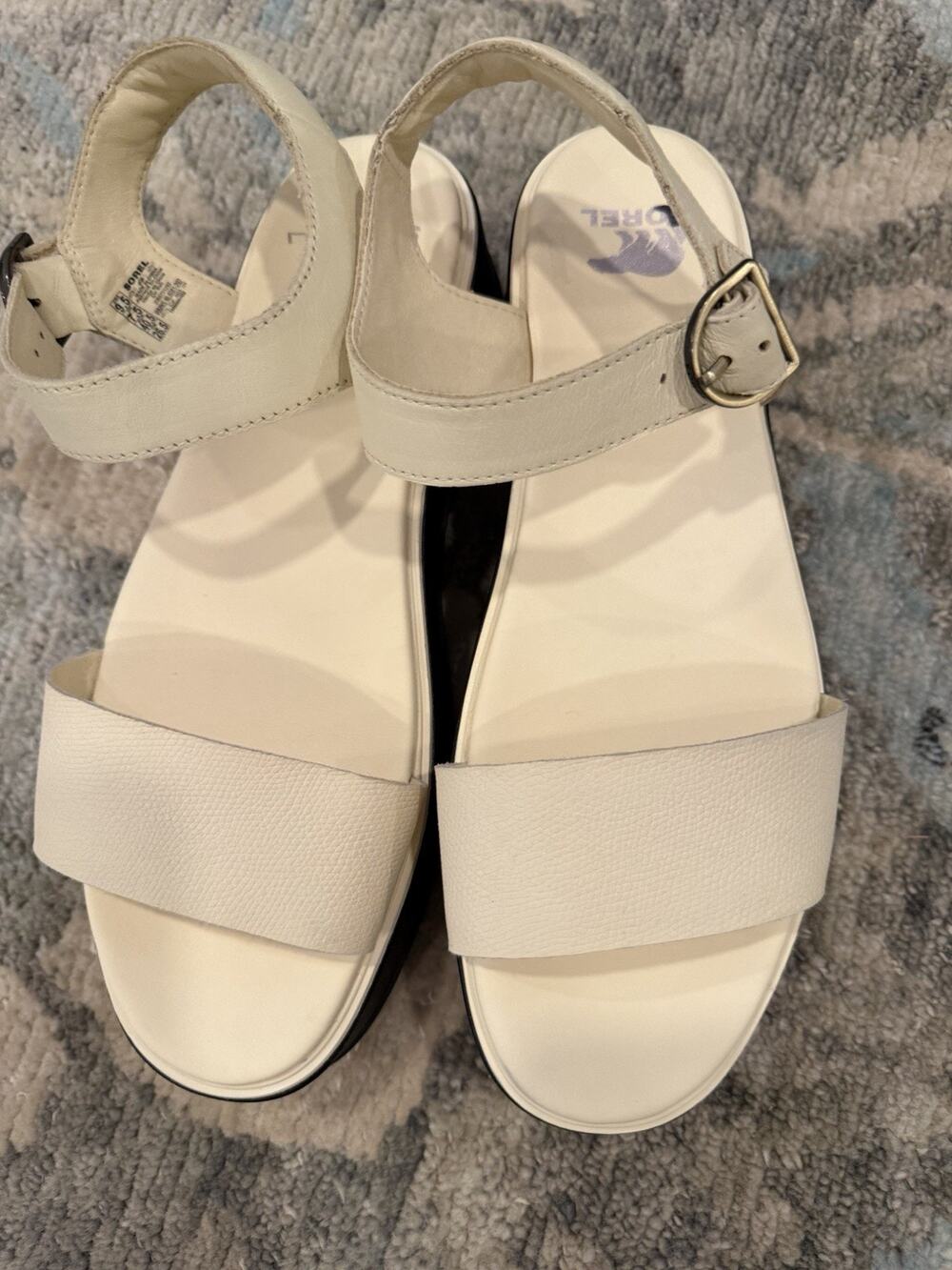 Sorel Dayspring Ankle Strap Platform Wedge Sandal Honey White Black Women's 9.5